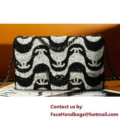 Chanel Sequins Medium Classic Flap Bag Black & White 2025